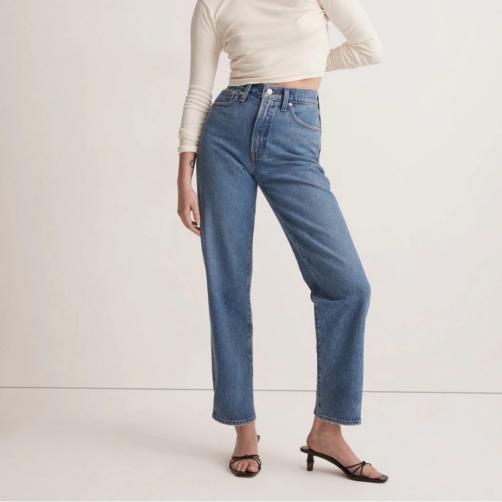 Madewell Straight Leg Jeans in Medium Blue Denim